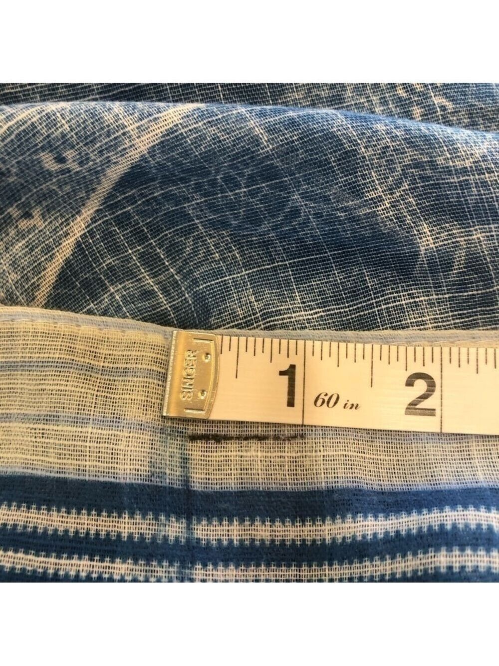 Italy Fulars large scarf wrap. Blue white frayed ends art to wear artsy - Picture 13 of 13
